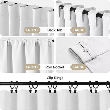 Joydeco 72 Inch 60% Blackout White Curtains 2 Panels, Elegant Semi Sheer - Image 2