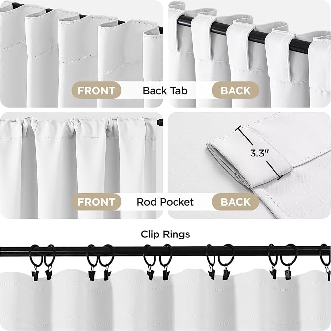 Joydeco 90 Inch 60% Blackout White Curtains 2 Panels, Elegant Semi Sheer - Image 2