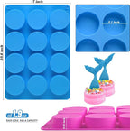 Sakolla 3 Pcs Round Chocolate Cookie Molds, 12-Cavity Cylinder Silicone Molds, Perfect for Chocolate Covered Cookie, Cake, Candy, Pudding, Mini Soap (2 Rose Red & 1 Blue)