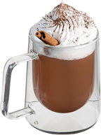 Restaurantware-Forma Professional 10.2 Ounce Double Wall Coffee Mugs, 2 Insulated Coffee Mugs With Handle - Dishwashable, Reusable, Clear Glass Beverage Cups, Freezable, For Hot Or Cold Beverages