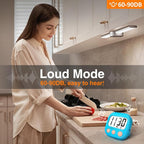 6 Pack Kitchen Timers Loud Ring Digital Timers for Cooking Magnetic Blue