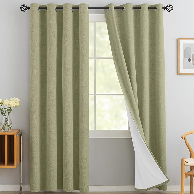 Yakamok Sage Linen Textured Curtains 90 Inches Long by Yakamok
