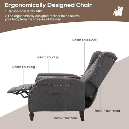 Wingback Recliner Chair with Massage and Heat, Wingback Recliner Tufted Fabric - Image 7