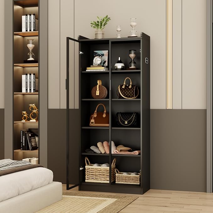 Dystler Display Cabinet with Doors and Adjustable Shelves, 5 Tier Display Case - Image 7