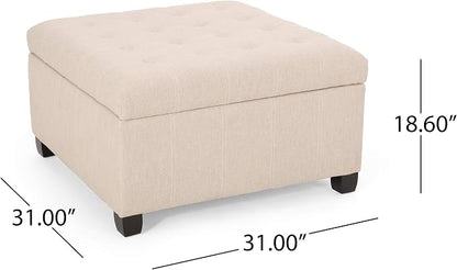 Christopher Knight Home Hedda Tufted Fabric Storage Ottoman - Image 3