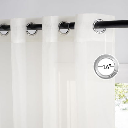 NICETOWN Natural Voile Sheer Bedroom Curtains 84 Inches Long, Grommet Airy & - Image 2