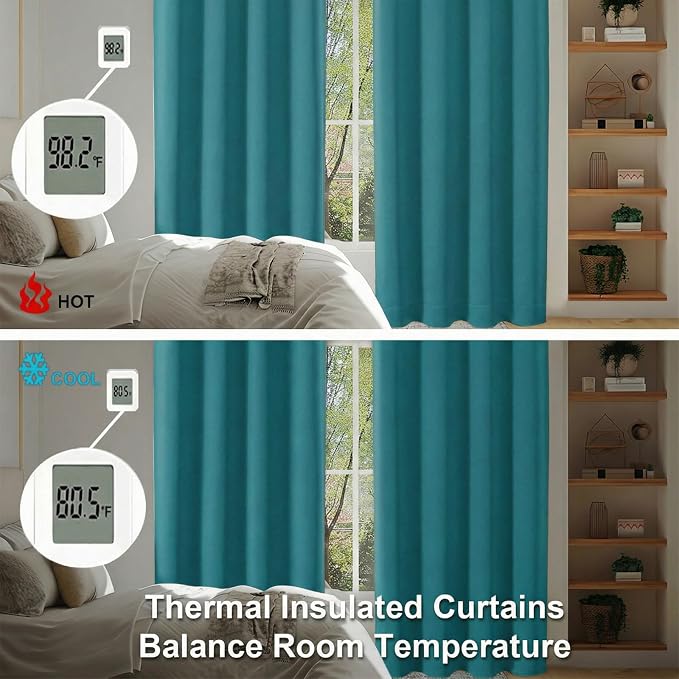Simplebrand Ava Teal Short Blackout Curtains - Image 6