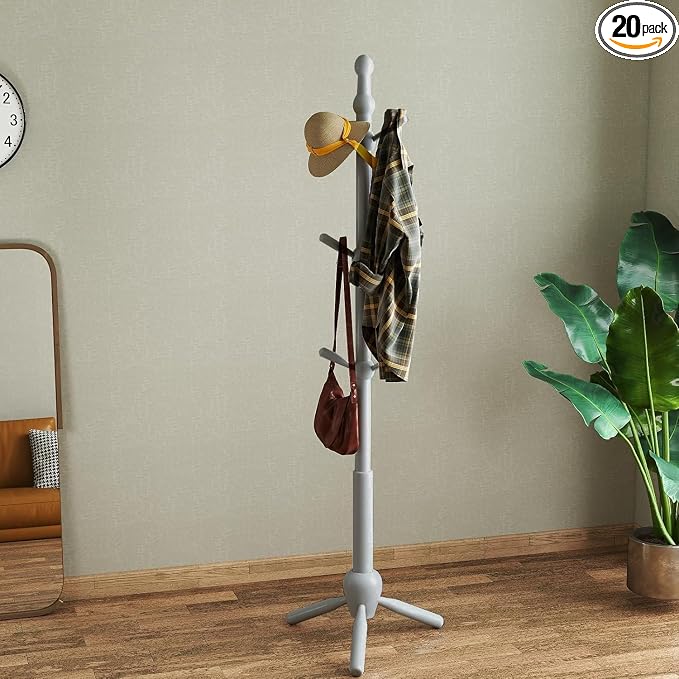 Solid Wood Coat Rack Stand, Vintage Heavy Duty Coat Hanger Stand by Deenziilix