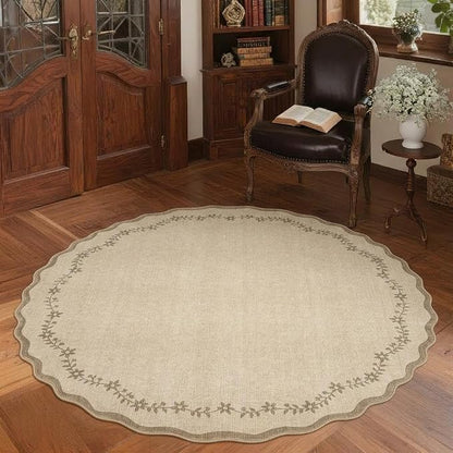 GarveeHome Round Area Rug 5ft Scalloped Washable Circle Rug - Image 2