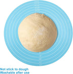 Hitefu 12 Inch Round Silicone Cake Mat, Silicone Baking Mat with Measurement for Cake Turntable & Rolling Dough (Blue)