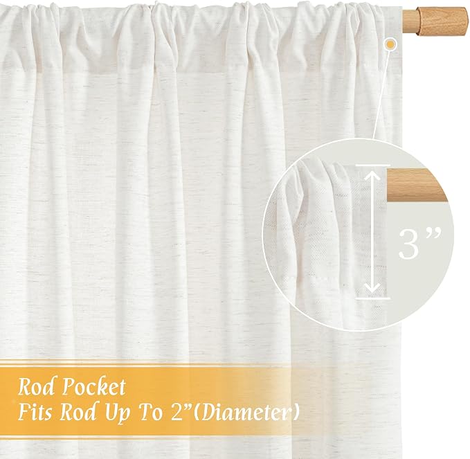 Natural Ivory White Linen Curtains - Image 3