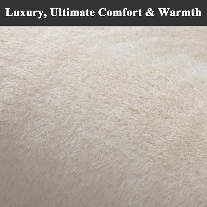 SHACOS Ultra Soft 6x9 Faux Rabbit Fur Area Rugs - Image 7