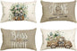 AVOIN Colorlife Bless Our Home Farmhouse Eucalyptus Leaves Throw Pillow Covers by AVOINcolorlife