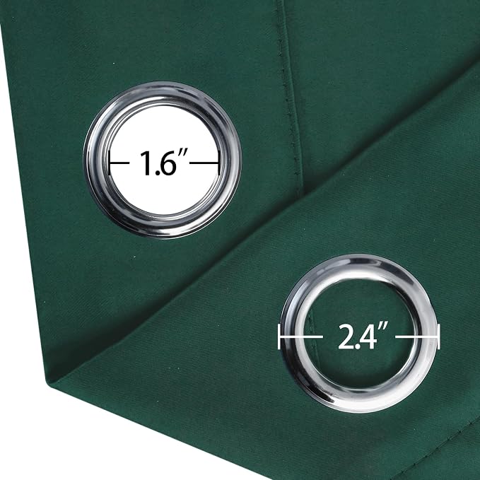 Blackout Curtains 66 x 72 Inch Long Dark Green Curtains Set of 2 Panels Room - Image 5