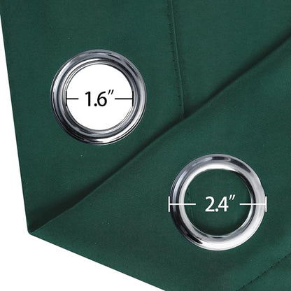 Blackout Curtains 66 x 72 Inch Long Dark Green Curtains Set of 2 Panels Room - Image 5