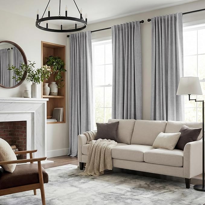INOVADAY 100% Blackout Curtains 96 Inches Length 2 Panels Set, Back Tab/Rod - Image 5