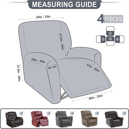 ANARACHON Leather Look Recliner Chair Covers, 4-Pieces Stretch Recliner Cover - Image 2