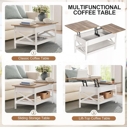 Lift Top Coffee Table with Storage, Small Coffee Table with Hidden Compartment - Image 6