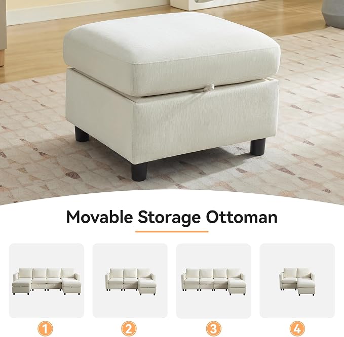 WUTUTUEE 25" Square Storage Ottoman - Image 5