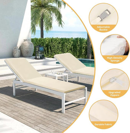 Outdoor Chaise Lounge Cushions for Patio, Lounge Chair Cushions, Waterproof - Image 3
