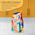 Kahawa 1893 Whole Bean Coffee Medium Roast Safari Blend 24 Oz - As Seen on Shark Tank, High Antioxidants, Naturally Sweet, Organically Grown, Ethically & Sustainably Sourced