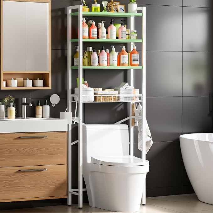 Kalrin Over-The-Toilet Storage Rack, 4-Tier Bathroom Organizer Shelf Over Toilet by Kalrin