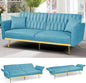 70” Velvet Futon Sofa Bed with 2 Pillows and Adjustable Armrests, Convertible by ACMEASE