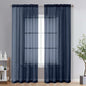 Navy Blue Sheer Curtains 78 Inches Long 2 Panels by OVZME