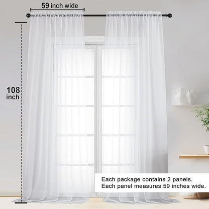 Sheer White Curtains 108 Inches Long - Image 2
