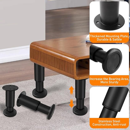 4 Pcs Adjustable Height Furniture Support Legs 4.72-7.48 inch, Metal Adjustable - Image 4