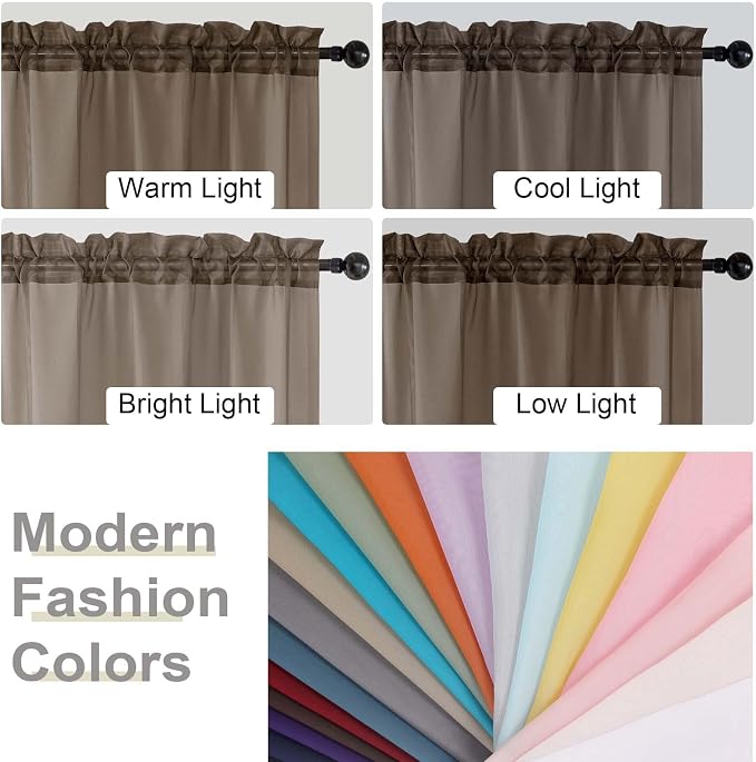 Chocolate Sheer Curtains 84 Inches Long 2 Panels, Soft Light Filtering Curtains - Image 6