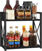 YINMIT Countertop Shelf Organizer,Coffee Bar Accessories,Spice Rack,Coffee Counter Shelf,2 Tier Coffee Organizer Station for Mugs,Cups,Cream,Syrup(Black, Large)