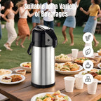 PARACITY Upgraded Airpot Coffee Water Bottle with Double Pump 84oz/2.5L Stainless Steel Drink Dispenser for Hot/Cold Drinks, Lazy Susan Base, Termos Para Coffee for Party Hot Cocoa