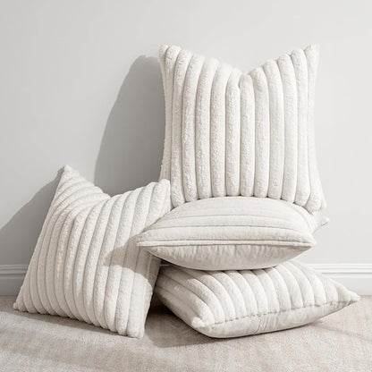 MIULEE Faux Fur Plush Decorative Throw Pillow Covers 20x20, Pure White | Set of - Image 4