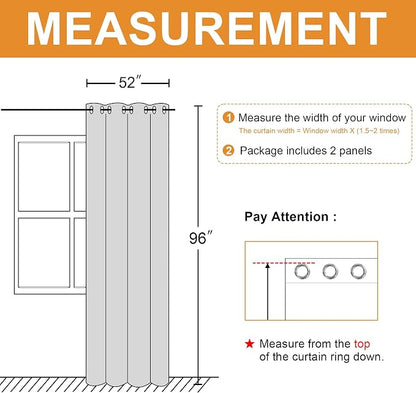 Blackout Curtains for Bedroom, 52 x 96 Inch, 2 Panels | Thermal Insulated & - Image 7