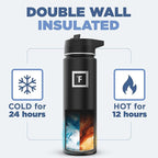 IRON °FLASK Camping & Hiking Hydration Flask with 3 Lids - Stainless Steel, Double Walled & Vacuum Insulated Water Bottle - Leak Proof & BPA Free (Aurora, Straw - 22 oz)