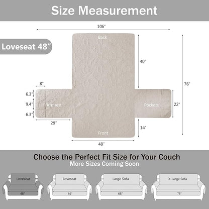 Beige Loveseat Covers for 2 Cushion Couch, Water-Repellent Quilted Covers for - Image 7