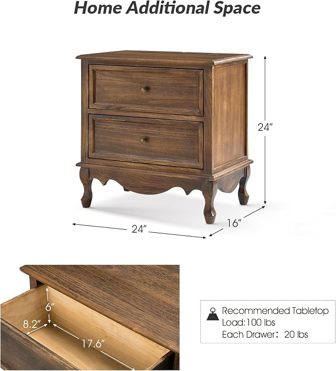 HULALA HOME Solid Wood End Tables Set of 2 - Image 2