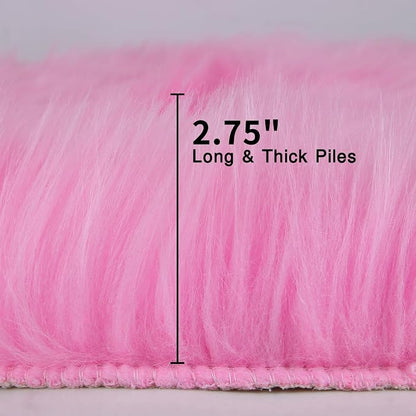 duduta Hot Pink Faux Sheepskin Runner Rugs 2x6 ft, Fluffy Fur Couch Covers | - Image 2