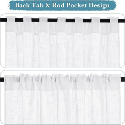 RYB HOME White Sheer Curtains 102 inches, Extra Long Ceiling Curtains | Half - Image 2