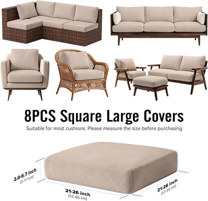 8Pcs Outdoor Cushion Covers, Stretch Patio Furniture Couch Chair Slipcovers | - Image 2