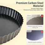 Sturdy Nonstick Tart Pan 11 inch Removable Bottom, Round Carbon Steel Quiche Pan for Baking, Heavy Duty Tart Mold loose for Pie, Mousse Cakes,Fruit and Desserts