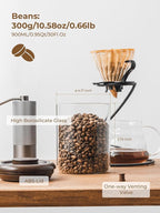 Glass Coffee Container - 900ml x 2 Pop Top Coffee Storage Airtight Canister, Large Ground Coffee Containers Coffee Jars with Lids 300g Brown