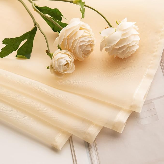 MIULEE 2 Panels Red Kitchen Tiers Sheer Curtains 29 X 36 Inch Cream Beige | - Image 5