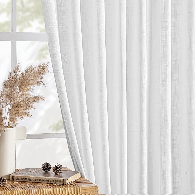 MIULEE White Linen Curtains 120 Inch Long 2 Panels - Image 4