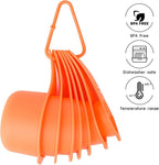 Orange Measuring Cups and Spoons Set 15, 7 Plastic Measuring Cup Set, 7 Spice Long Handle Measuring Spoons with 1 Leveler for Kitchen and Baking, Dry Metric Measure Cups & Spoons Set