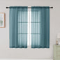 Dusty Blue Sheer Curtains for Bedroom Living Room 45 Inch Length 2 Panels by WelvetBLK
