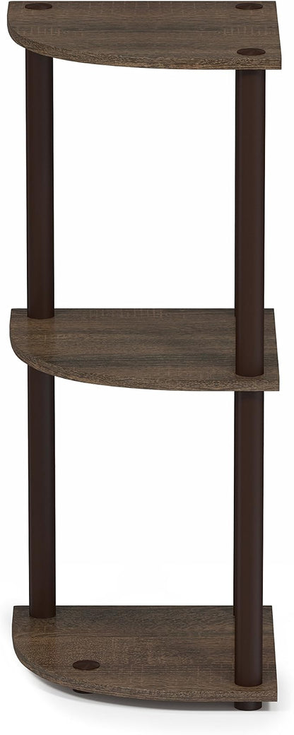 Furinno TURN-N-TUBE Corner Shelf, 3-Tier Corner Bookshelf, Display Storage - Image 4