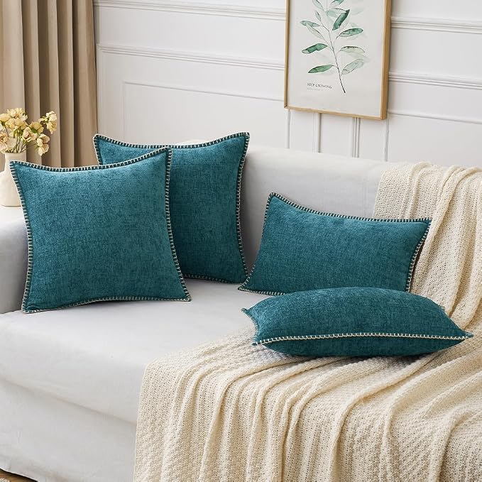 MIULEE Decorative Couch Throw Pillow Covers 16x16 Inch Dark Teal 2 Pack | - Image 5