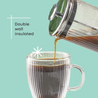 JoyJolt Fluted Glass Coffee Mugs, Double Wall Coffee Mugs. 13.5oz Clear Coffee Mug Set of 2. Latte Glasses, Glass Cappuccino Mugs, Clear Glass Coffee Mug. Ribbed Mugs